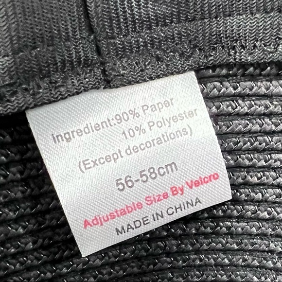 Black Paper Fedora Beach Hat - Picture 3 of 7